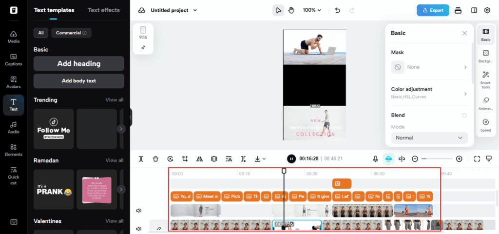 choose settings & create video