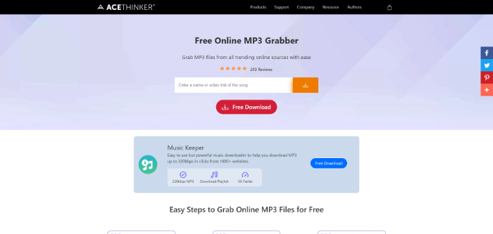 AceThinker Free Online MP3 Grabber