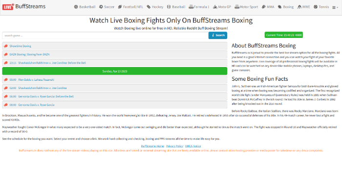 BuffStreams Boxing Channel