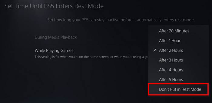 DISABLE PS5 REST MODE