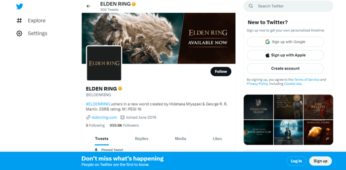Elden ring official twitter account