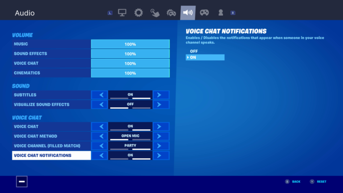 Fortnite voice chat settings