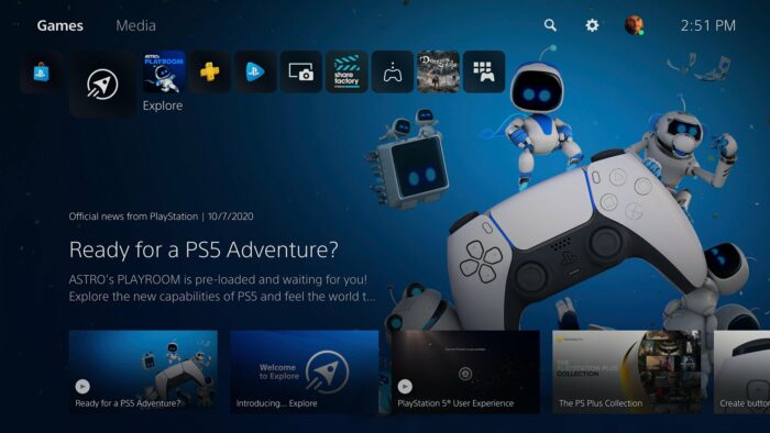 PS5 home screen Internet Browser"