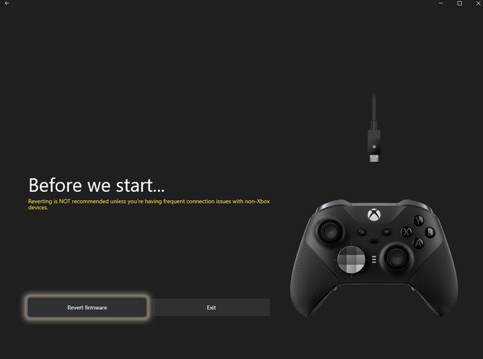Reverting Xbox One controller firmware on Windows 1011