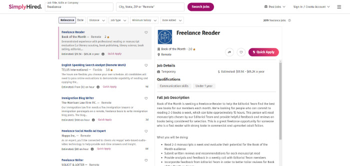 SimplyHired Freelance Services Marketplace