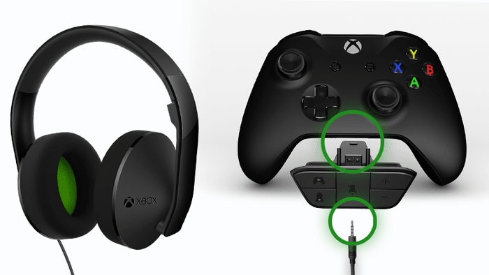 Xbox headset connected to the controller
