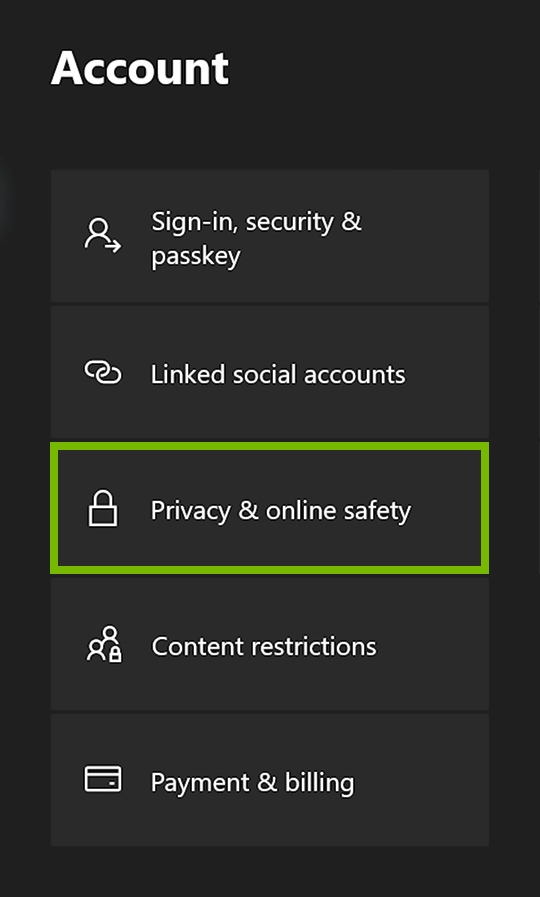 Xbox privacy and online safety settings