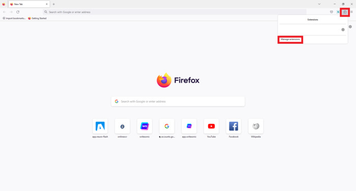 manage extensions-firefox