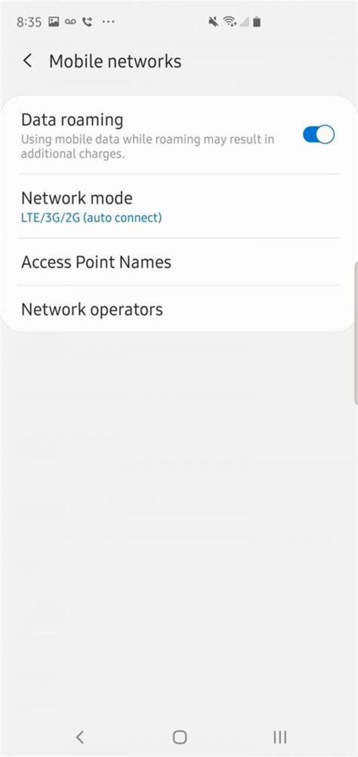 CHECK NETWORK SETTINGS ON ANDROID