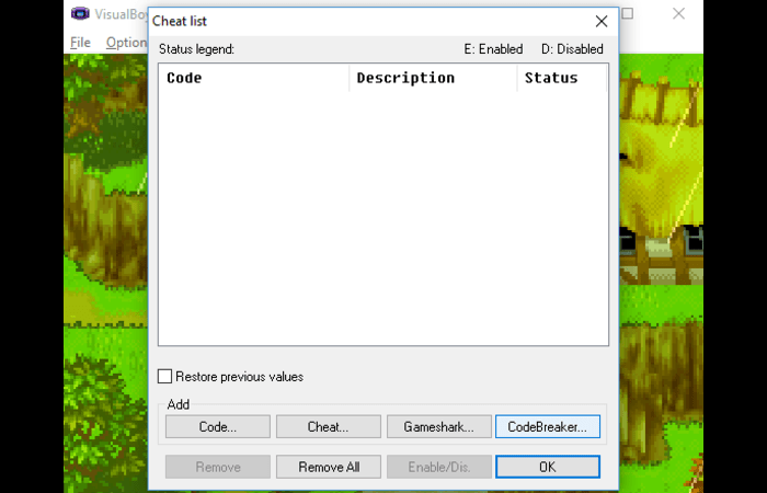 Cheat Codes on Emulator