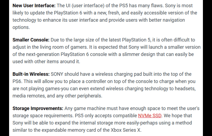 Expected Playstation 6 features