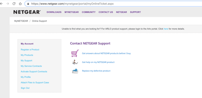 Netgear support contact