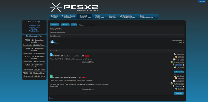 PCSX2 download page