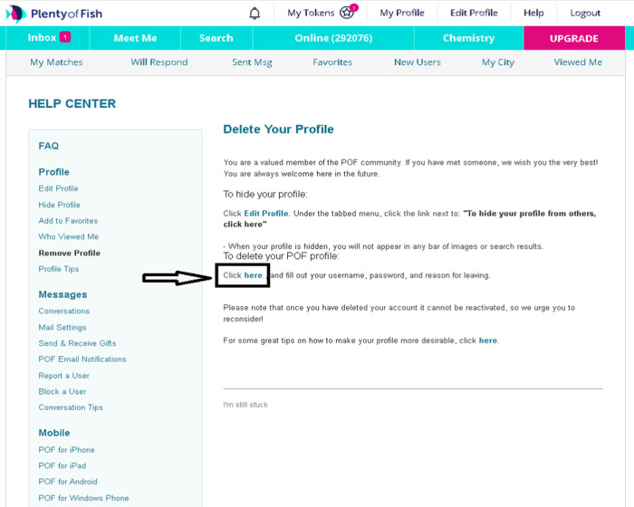 POF DELETE ACCOUNT BUTTON