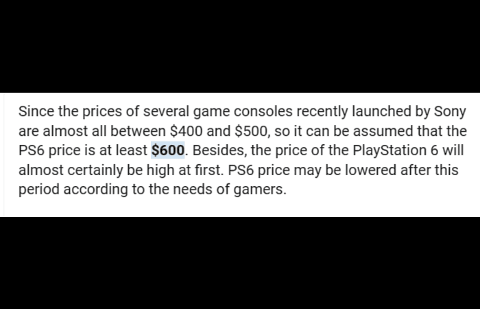 Playstation 6 price prediction