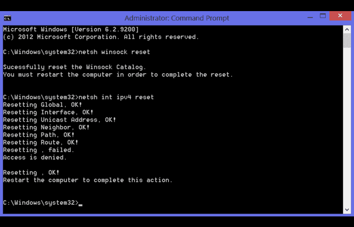 RESET NETWORK CONFIGURATIONS