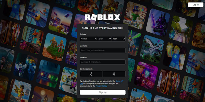 Roblox website login page