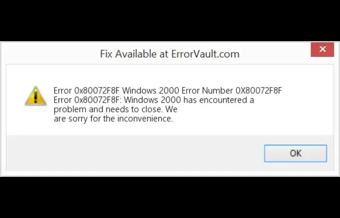 Windows error code 0x80072f8f - 0x20000