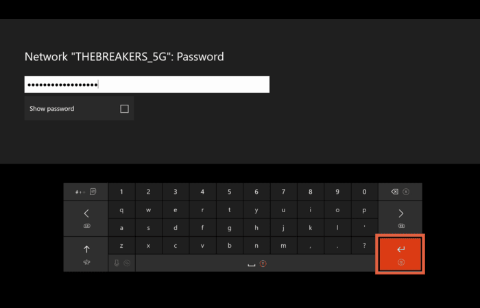 Xbox Enter Wi-Fi Password