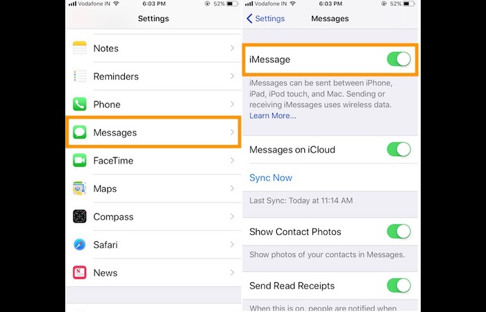 iPhone Settings App and Messages Settings