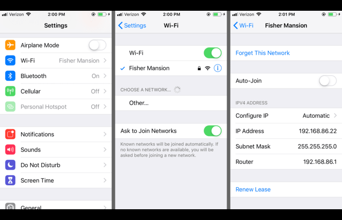 iPhone Wi-Fi Settings