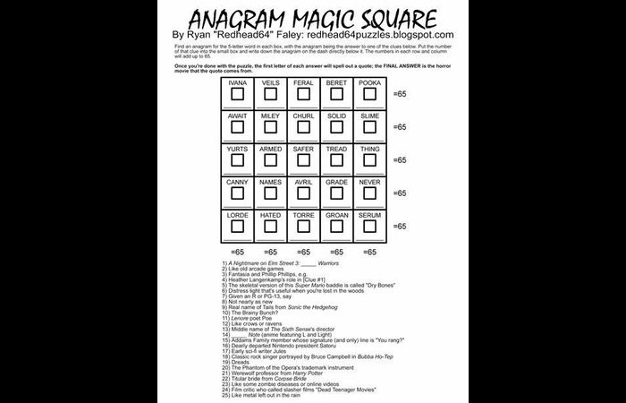 Anagram Magic Square 