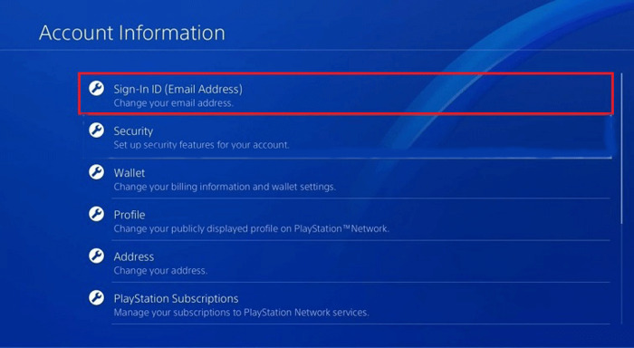 how to change email on psn account ps4