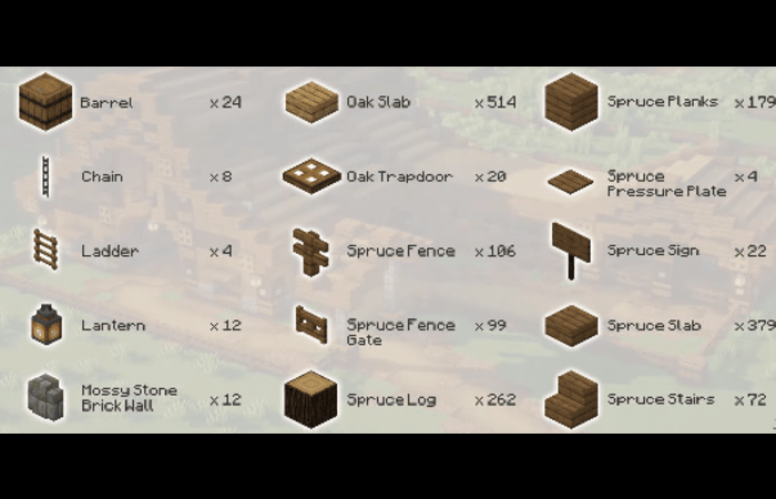 Minecraft barn building materials