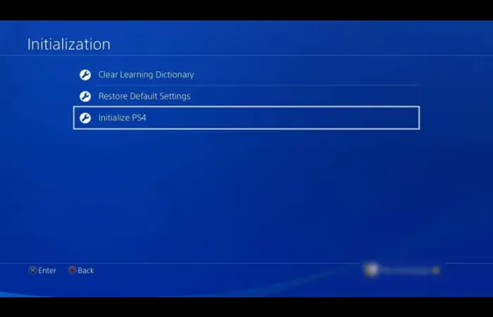 PS4 INITIALIZE