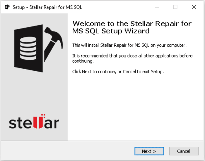 Stellar Repair for MSSQL setup wizard