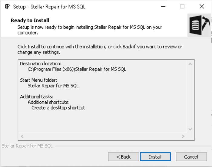 Stellar Repair for MSSQL installation