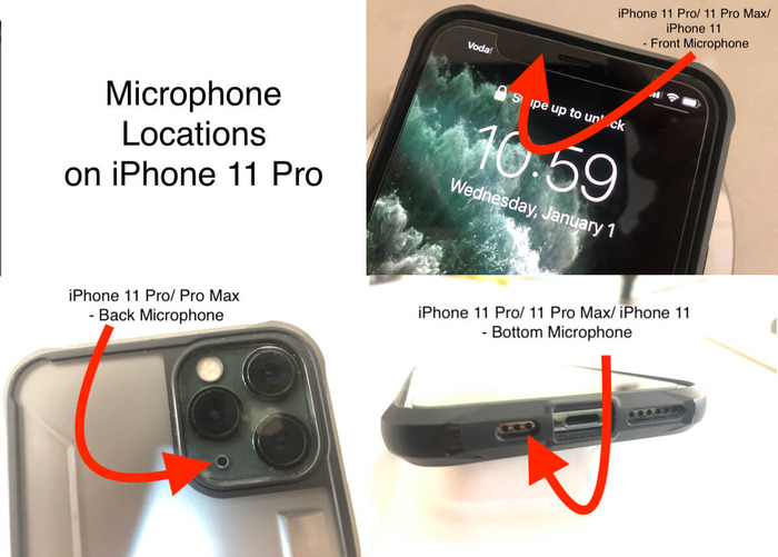 iPhone microphone location