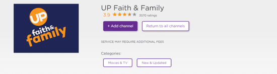 Configuring Roku to Activate upfaithandfamily