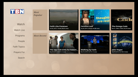 Activating Tbn.org on Android TV