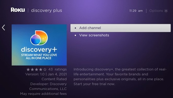 Configuring Roku to Activate Discoveryplus